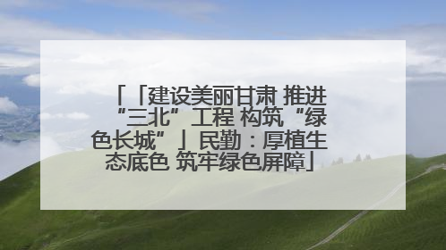「建设美丽甘肃 推进“三北”工程 构筑“绿色长城”」民勤：厚植生态底色 筑牢绿色屏障