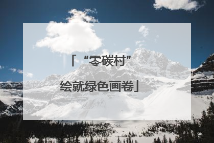 “零碳村” 绘就绿色画卷