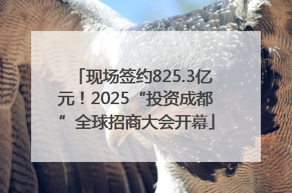 现场签约825.3亿元！2025“投资成都”全球招商大会开幕