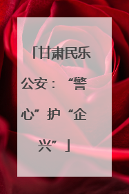 甘肃民乐公安：“警心”护“企兴”