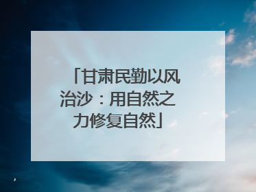 甘肃民勤以风治沙：用自然之力修复自然