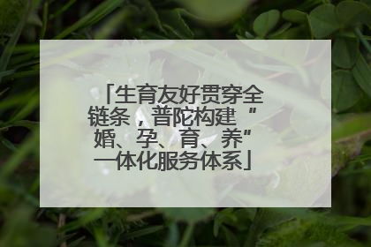 生育友好贯穿全链条，普陀构建“婚、孕、育、养”一体化服务体系