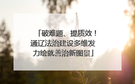 破难题、提质效！通辽法治建设多维发力绘就善治新图景