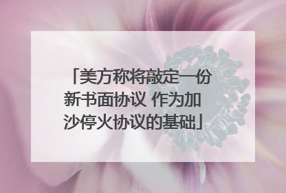 美方称将敲定一份新书面协议 作为加沙停火协议的基础