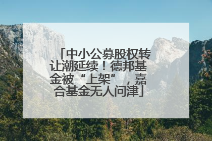 中小公募股权转让潮延续！德邦基金被“上架”，嘉合基金无人问津