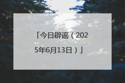 今日辟谣（2025年6月13日）
