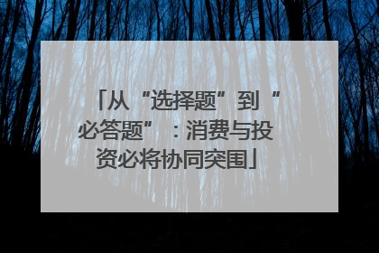 从“选择题”到“必答题”：消费与投资必将协同突围