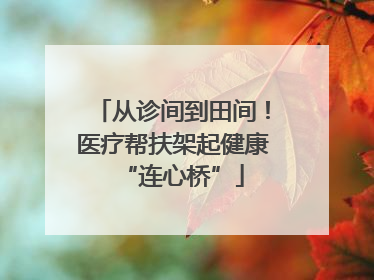 从诊间到田间！医疗帮扶架起健康“连心桥”
