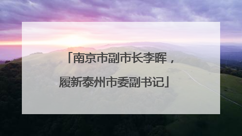 南京市副市长李晖，履新泰州市委副书记