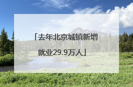 去年北京城镇新增就业29.9万人