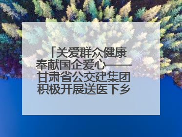 关爱群众健康 奉献国企爱心——甘肃省公交建集团积极开展送医下乡义诊活动