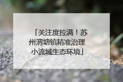 关注度拉满！苏州渭塘镇精准治理小流域生态环境