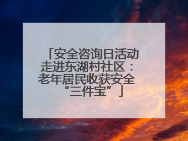 安全咨询日活动走进东湖村社区：老年居民收获安全“三件宝”