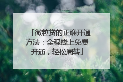 微粒贷的正确开通方法：全程线上免费开通，轻松周转
