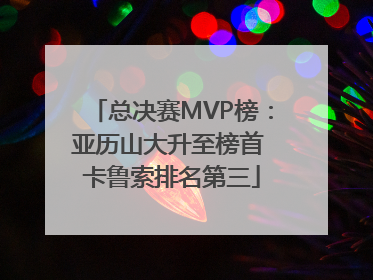 总决赛MVP榜：亚历山大升至榜首 卡鲁索排名第三
