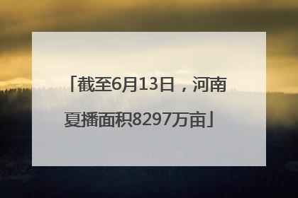 截至6月13日，河南夏播面积8297万亩