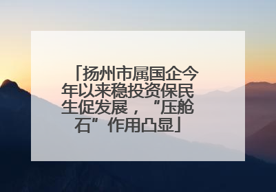 扬州市属国企今年以来稳投资保民生促发展，“压舱石”作用凸显