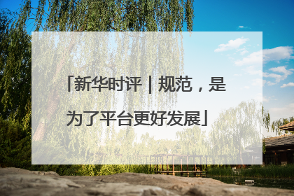 新华时评｜规范，是为了平台更好发展