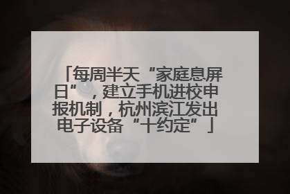 每周半天“家庭息屏日”，建立手机进校申报机制，杭州滨江发出电子设备“十约定”