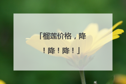 榴莲价格，降！降！降！