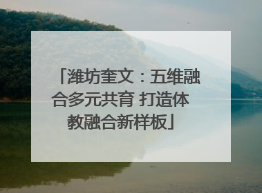 潍坊奎文：五维融合多元共育 打造体教融合新样板