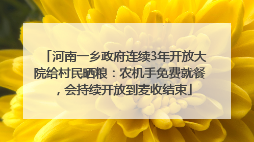 河南一乡政府连续3年开放大院给村民晒粮：农机手免费就餐，会持续开放到麦收结束