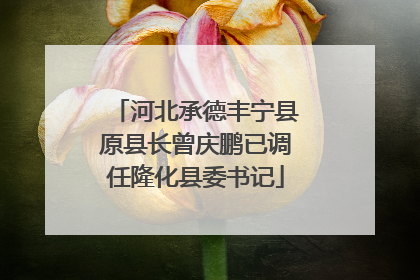 河北承德丰宁县原县长曾庆鹏已调任隆化县委书记