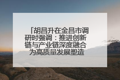 胡昌升在金昌市调研时强调：推进创新链与产业链深度融合 为高质量发展塑造新动能新优势