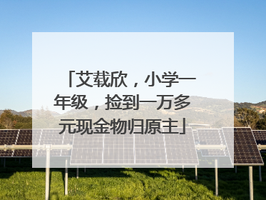 艾载欣，小学一年级，捡到一万多元现金物归原主