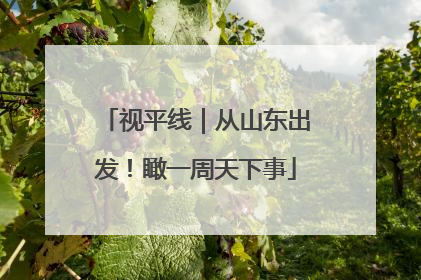视平线｜从山东出发！瞰一周天下事