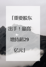 重要股东出手！最高增持超29亿元