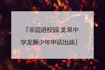 非遗进校园 龙泉中学龙狮少年申请出战