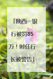 陕西一银行被罚85万！时任行长被警告
