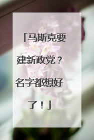 马斯克要建新政党？名字都想好了！