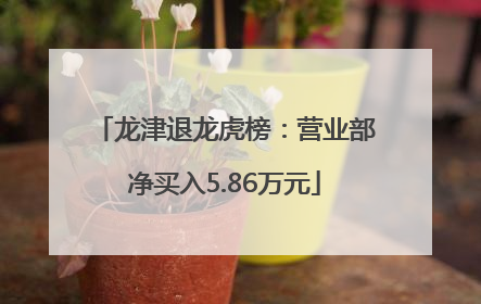 龙津退龙虎榜：营业部净买入5.86万元