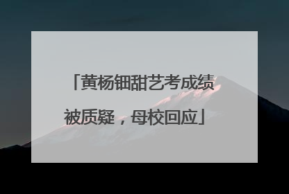 黄杨钿甜艺考成绩被质疑，母校回应
