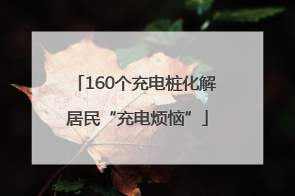 160个充电桩化解居民“充电烦恼”