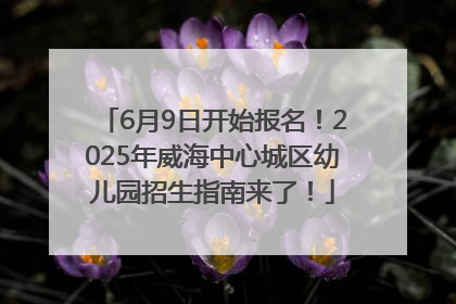 6月9日开始报名！2025年威海中心城区幼儿园招生指南来了！
